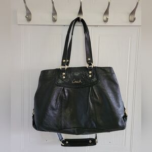 Coach Tote Bag Ashley  Black Leather Shoulder Women's COACH